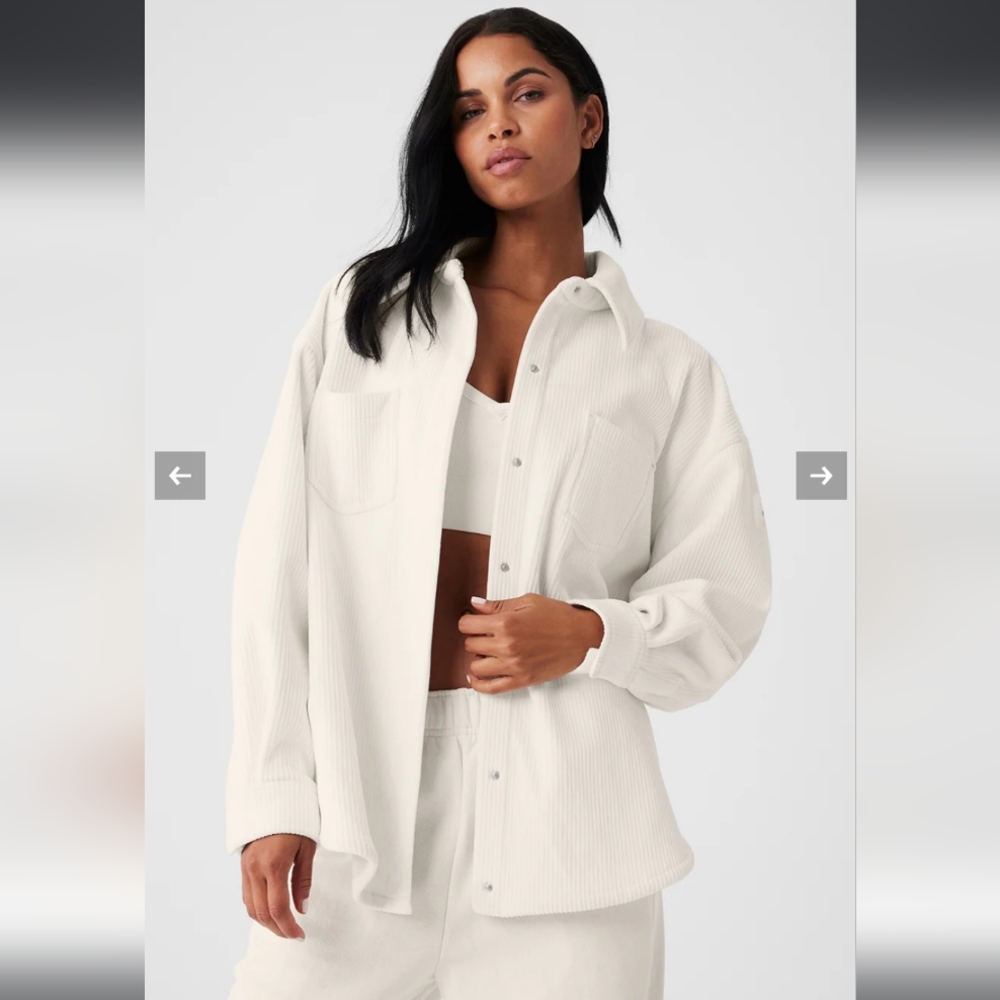 ALO Yoga Velour Shacket in Cream